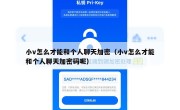 小v怎么才能和个人聊天加密（小v怎么才能和个人聊天加密码呢）