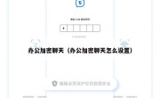办公加密聊天（办公加密聊天怎么设置）