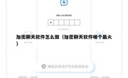加密聊天软件怎么做（加密聊天软件哪个最火）