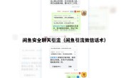 闲鱼安全聊天引流（闲鱼引流微信话术）