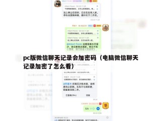 pc版微信聊天记录会加密码（电脑微信聊天记录加密了怎么看）