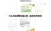 什么叫加密聊天窗口呢（加密软件聊天）