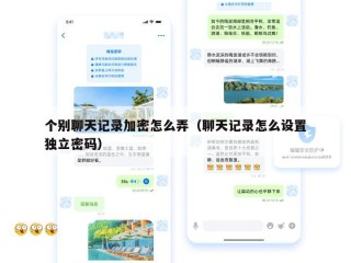 个别聊天记录加密怎么弄（聊天记录怎么设置独立密码）