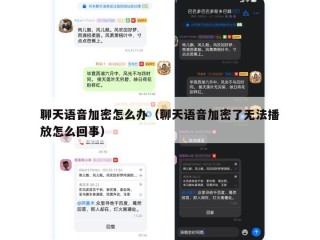 聊天语音加密怎么办（聊天语音加密了无法播放怎么回事）