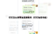 钉钉怎么使用加密群聊天（钉钉加密功能）