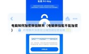 电脑如何加密微信聊天（电脑微信能不能加密）