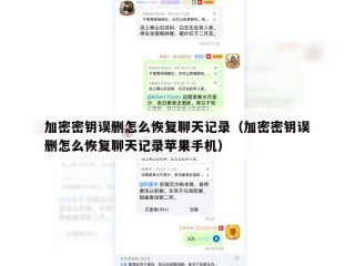 加密密钥误删怎么恢复聊天记录（加密密钥误删怎么恢复聊天记录苹果手机）