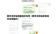 聊天怎样加密微信好友呢（聊天怎样加密微信好友呢图片）