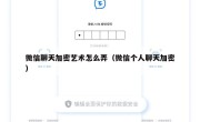微信聊天加密艺术怎么弄（微信个人聊天加密）