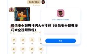 微信安全聊天技巧大全视频（微信安全聊天技巧大全视频教程）