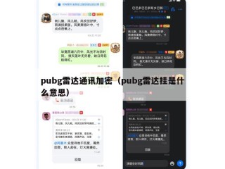 pubg雷达通讯加密（pubg雷达挂是什么意思）
