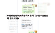 小程序远程聊天安全吗可靠吗（小程序远程密码 怎么实现）