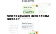 加密聊天微信翻译成英文（加密聊天微信翻译成英文怎么写）
