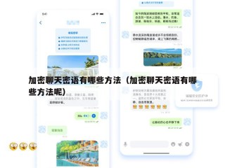 加密聊天密语有哪些方法（加密聊天密语有哪些方法呢）