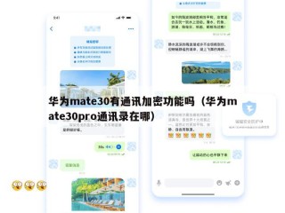 华为mate30有通讯加密功能吗（华为mate30pro通讯录在哪）