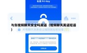 与你视频聊天安全吗英语（视频聊天英语短语）