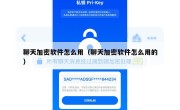 聊天加密软件怎么用（聊天加密软件怎么用的）