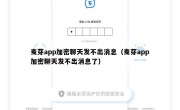 麦芽app加密聊天发不出消息（麦芽app加密聊天发不出消息了）