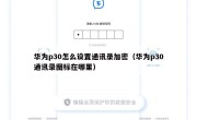 华为p30怎么设置通讯录加密（华为p30通讯录图标在哪里）
