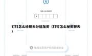 钉钉怎么给聊天分组加密（钉钉怎么秘密聊天）