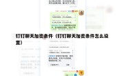 钉钉聊天加密条件（钉钉聊天加密条件怎么设置）