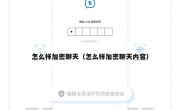 怎么样加密聊天（怎么样加密聊天内容）