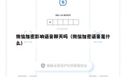 微信加密影响语音聊天吗（微信加密语音是什么）