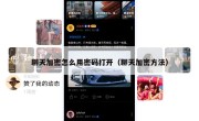 聊天加密怎么用密码打开（聊天加密方法）