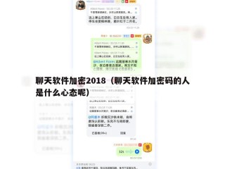 聊天软件加密2018（聊天软件加密码的人是什么心态呢）