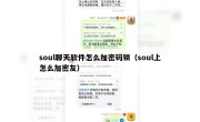 soul聊天软件怎么加密码锁（soul上怎么加密友）
