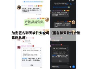 加密匿名聊天软件安全吗（匿名聊天软件会泄露隐私吗）
