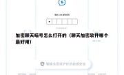 加密聊天暗号怎么打开的（聊天加密软件哪个最好用）
