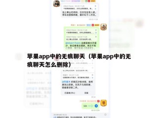 苹果app中的无痕聊天（苹果app中的无痕聊天怎么删除）