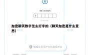 加密聊天数字怎么打字的（聊天加密是什么意思）