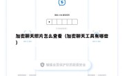 加密聊天照片怎么查看（加密聊天工具有哪些）