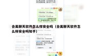 合美聊天软件怎么样安全吗（合美聊天软件怎么样安全吗知乎）