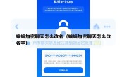 蝙蝠加密聊天怎么改名（蝙蝠加密聊天怎么改名字）