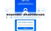 聊天加密对话暗示（聊天加密对话暗示啥意思）