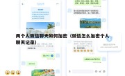 两个人微信聊天如何加密（微信怎么加密个人聊天记录）
