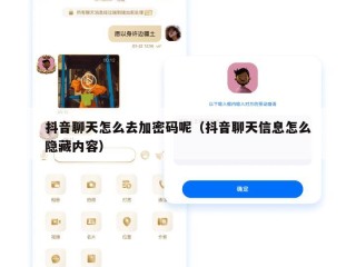 抖音聊天怎么去加密码呢（抖音聊天信息怎么隐藏内容）