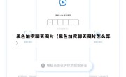 黑色加密聊天图片（黑色加密聊天图片怎么弄）