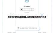 包含如何用tg在网络上进行加密通讯的词条