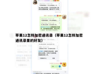 苹果12怎样加密通讯录（苹果12怎样加密通讯录里的好友）