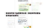 微信如何单个加密聊天内容（微信如何设置加密单独好友聊天）