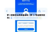 萝卜密聊怎么购买邀请码（萝卜+专业聊天软件）