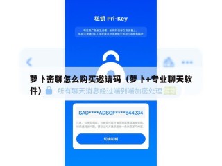 萝卜密聊怎么购买邀请码（萝卜+专业聊天软件）